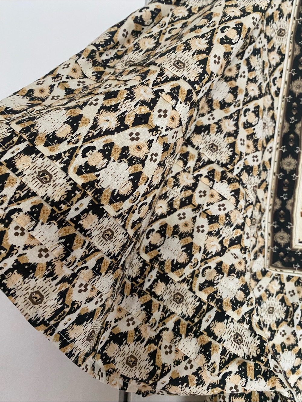 Anthropologie Cream & Black Floral Border Peasant Blouse - Picture 2 of 7